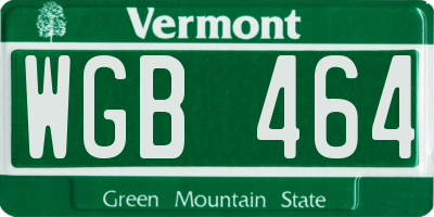 VT license plate WGB464