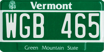 VT license plate WGB465