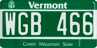 VT license plate WGB466