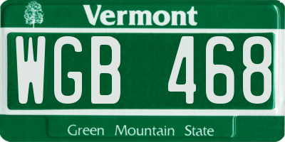 VT license plate WGB468