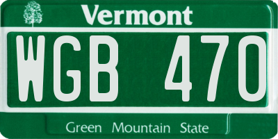 VT license plate WGB470