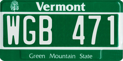 VT license plate WGB471