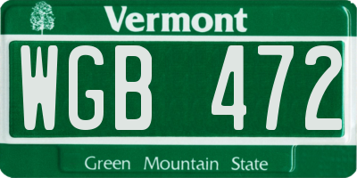 VT license plate WGB472