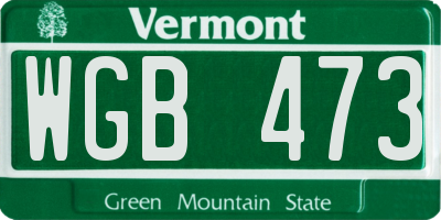 VT license plate WGB473