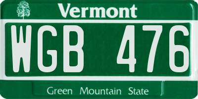 VT license plate WGB476