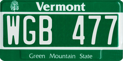 VT license plate WGB477
