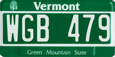 VT license plate WGB479