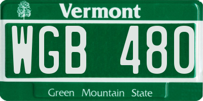 VT license plate WGB480