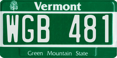 VT license plate WGB481