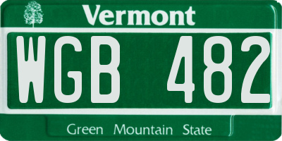 VT license plate WGB482