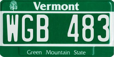 VT license plate WGB483