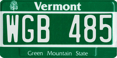 VT license plate WGB485