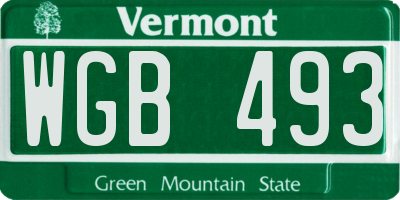 VT license plate WGB493