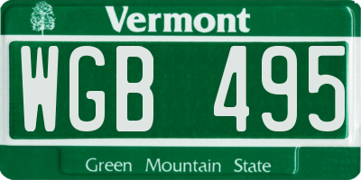 VT license plate WGB495