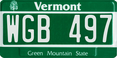 VT license plate WGB497