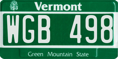 VT license plate WGB498