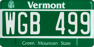 VT license plate WGB499