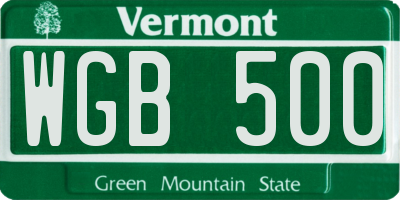 VT license plate WGB500