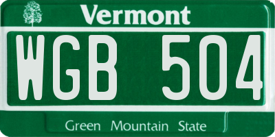 VT license plate WGB504
