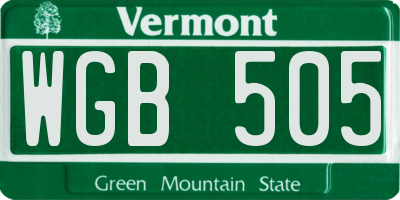 VT license plate WGB505
