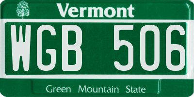 VT license plate WGB506