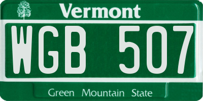 VT license plate WGB507