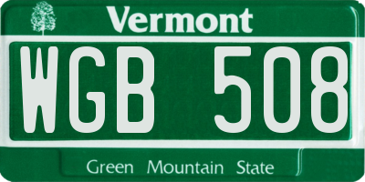 VT license plate WGB508