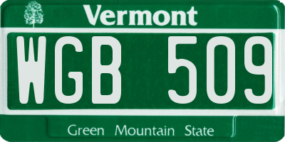 VT license plate WGB509