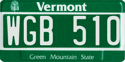 VT license plate WGB510