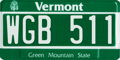 VT license plate WGB511