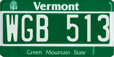 VT license plate WGB513