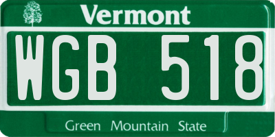 VT license plate WGB518