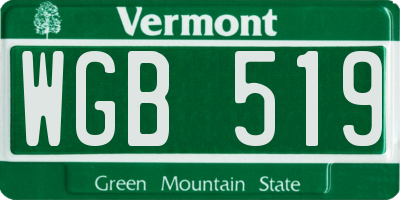 VT license plate WGB519