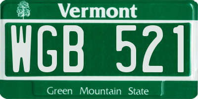 VT license plate WGB521