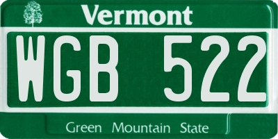 VT license plate WGB522