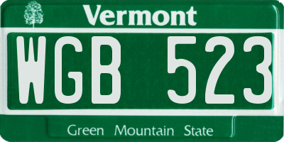 VT license plate WGB523