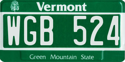 VT license plate WGB524