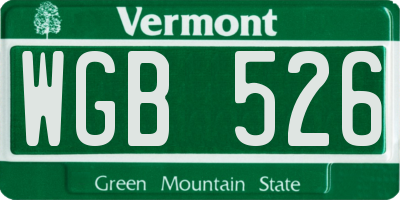VT license plate WGB526