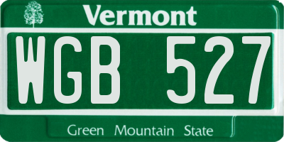 VT license plate WGB527
