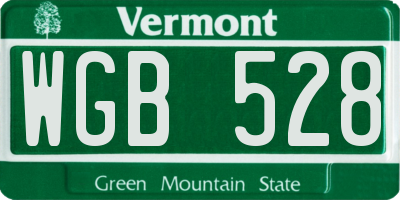 VT license plate WGB528
