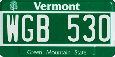 VT license plate WGB530