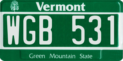 VT license plate WGB531