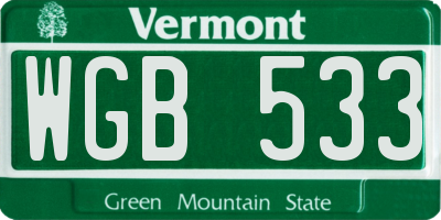 VT license plate WGB533