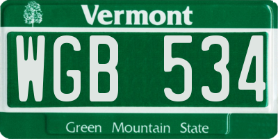 VT license plate WGB534