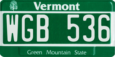 VT license plate WGB536