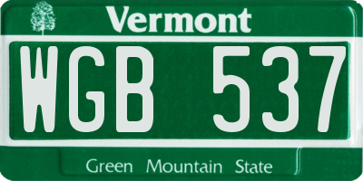 VT license plate WGB537