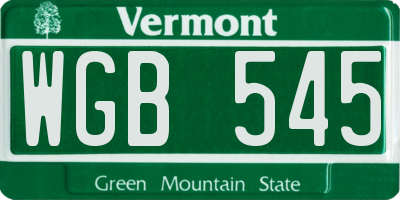 VT license plate WGB545