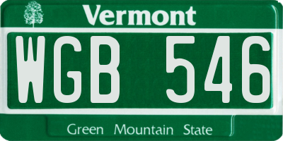 VT license plate WGB546