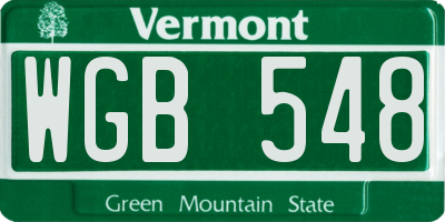 VT license plate WGB548