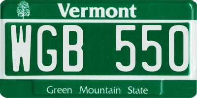 VT license plate WGB550